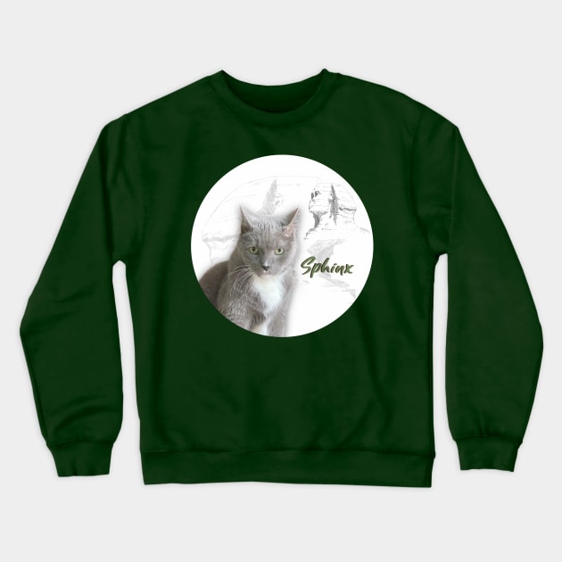 Sphynx Egyptian Grey Cat Crewneck Sweatshirt by Long-N-Short-Shop